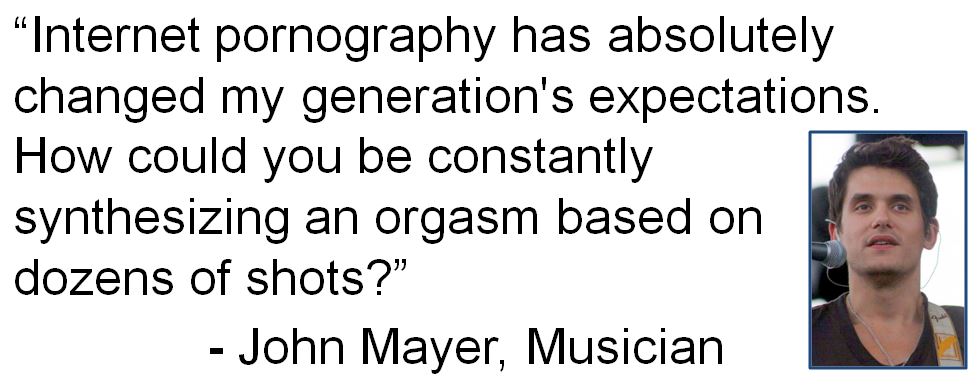 pornografia internetowa absolutnie zmieniła oczekiwania mojego pokolenia. Muzyk John Mayer
