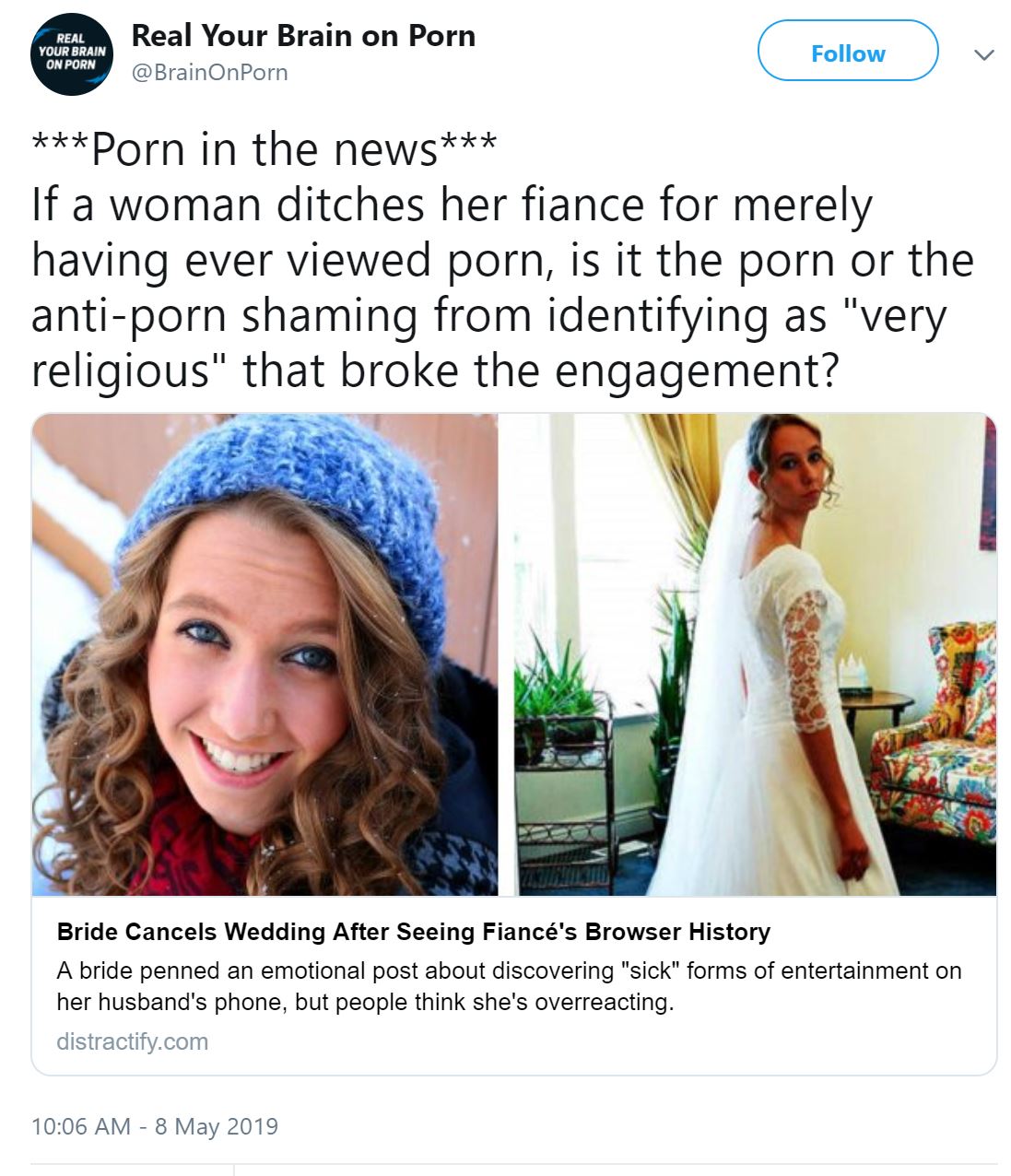 RealYourBrainOnPorn (@BrainOnPorn) twiitit Daniel Burgess, Nicole Prause ja pornoa edistävät liittolaiset tekevät yhteistyötä puolueellisella verkkosivustolla ja sosiaalisen median tileillä tukeakseen pornoteollisuuden asialistaa (huhtikuusta 2019 ... kuva