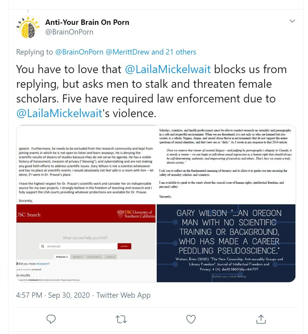 RealYourBrainOnPorn (@BrainOnPorn) tweets DIRECTLY supporting the porn  industry, especially Pornhub - Your Brain On Porn